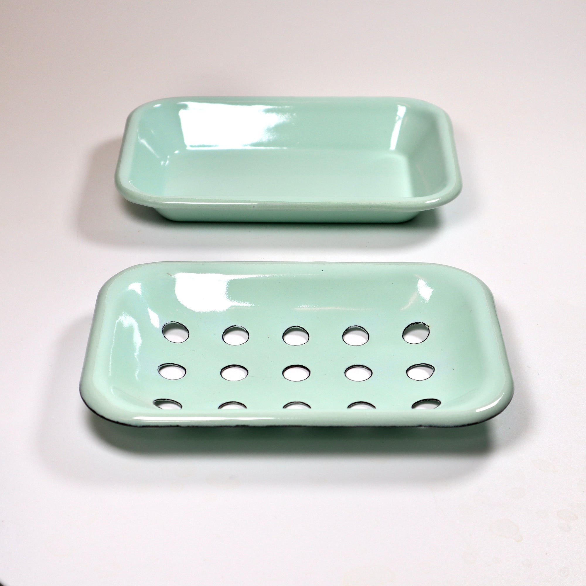 Two-part Enamel Soap Dish - Blue