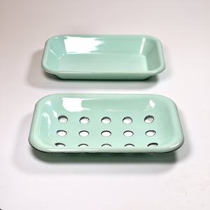 Two-part Enamel Soap Dish - Green