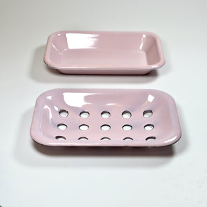 Two-part Enamel Soap Dish - White